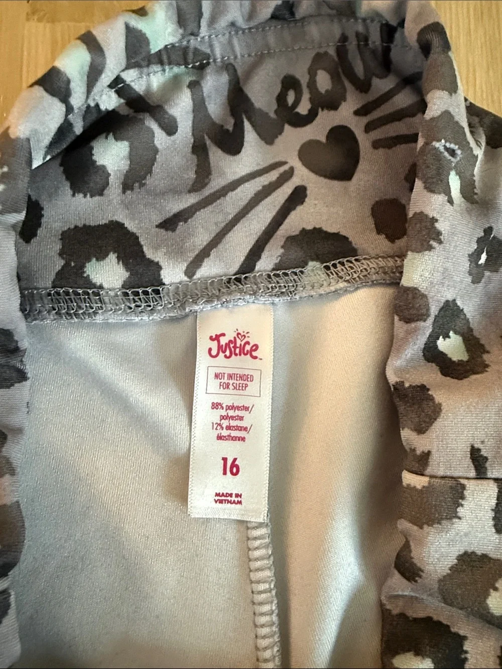 Justice Taupe and Black Leopard Cat-Print Leggings